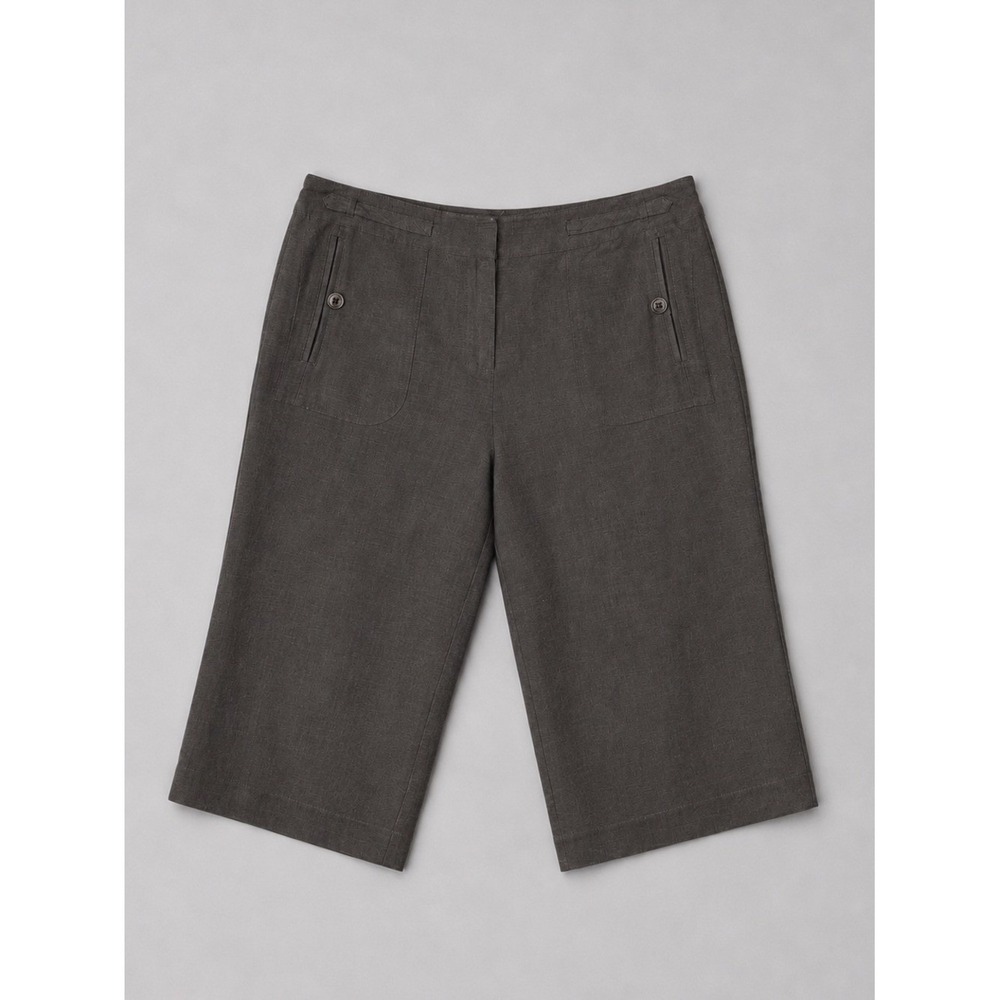 Sandro Womens Linen Crop Bermuda Shorts Size 10 Brown Coastal Euro Summer Resort